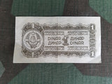 WWII Yugoslavian 1 Dinar Note Paper Money