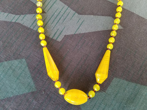 German Yellow Glass Bead Necklace