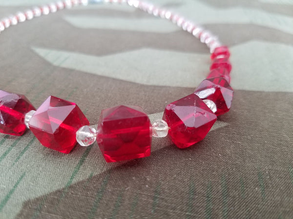 German Red Glass Bead Necklaces