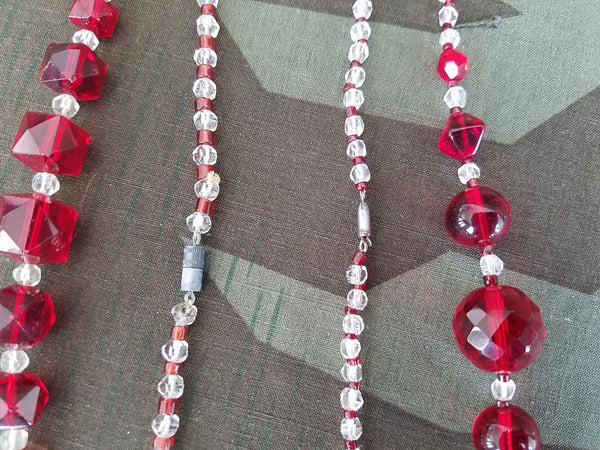 German Red Glass Bead Necklaces