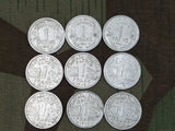 Mid War French Francs Coins (Set of 9) 1941/1943/1943