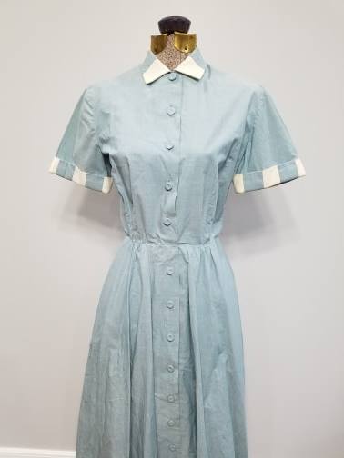 Light Blue Button Down Dress w Belt <br> (B-37" W-24" H-38")