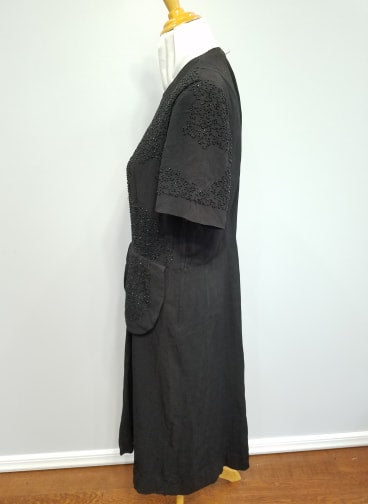 Black Rayon Beaded Dress AS-IS <br> (B-40" W-33" H-39")