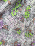 Purple and Green Flower Print Dress <br> (B-40" W-34" H-41")