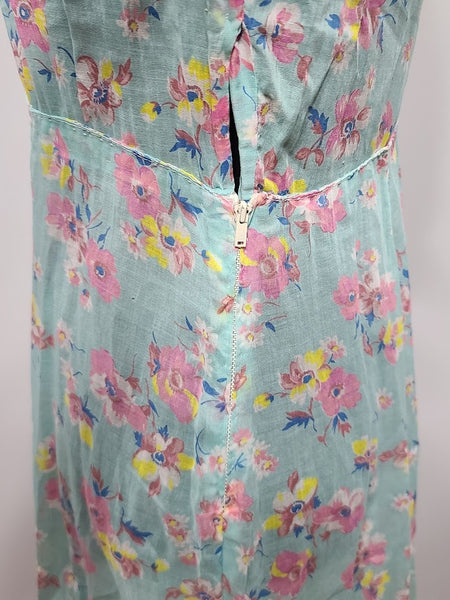 Light Blue Handmade Floral Dress <br> (B-35.5" W-31" H-41")