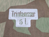 5L Trinkwasser Stencil Hard Plastic WWII German Reproduction