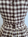 White & Brown Plaid Sleeveless Dress <br> (B-33" W-26" H-39")