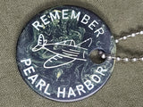 Repro Dark Green Bakelite Remember Pearl Harbor Keychain