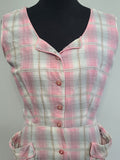 Pink Plaid Sleeveless Dress <br> (B-38" W-29.5" H-39")