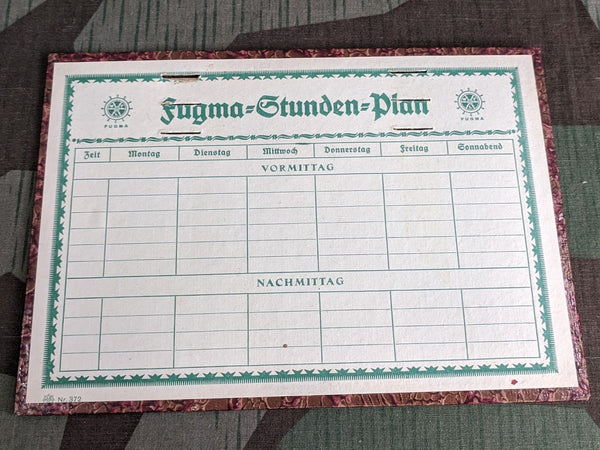 1938 Fugma Stunden Plan Grossdeutsches Reich