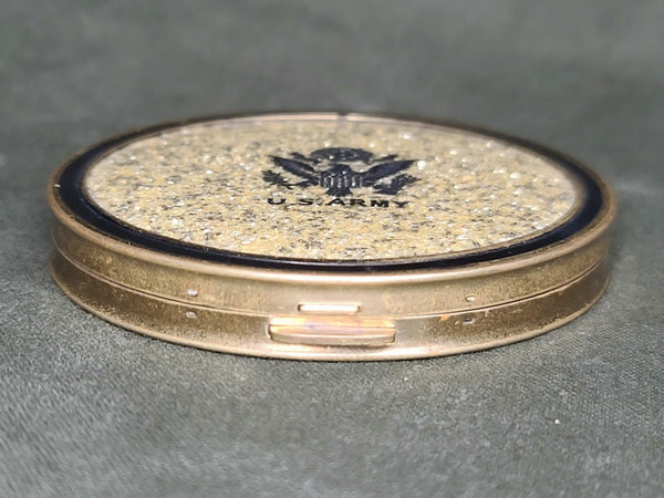 US Army Sweetheart Gold Glitter Compact