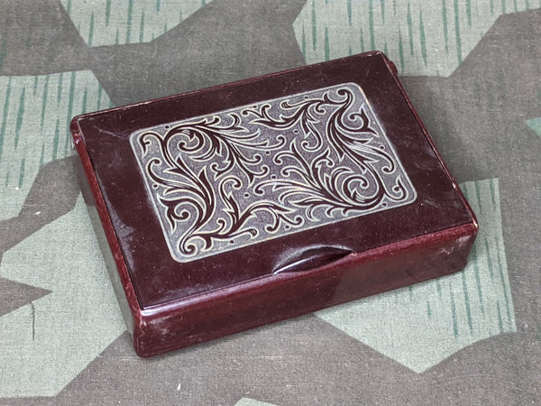 Bakelite Cigarette Box with Decorative Lid