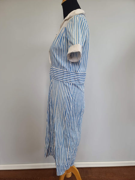 Blue and White Stripe Dress <br> (B-40" W-34.5" H-40")