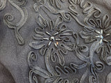 Black Rayon Skirt Suit with Soutache <br> (B-40" W-32" H-43")