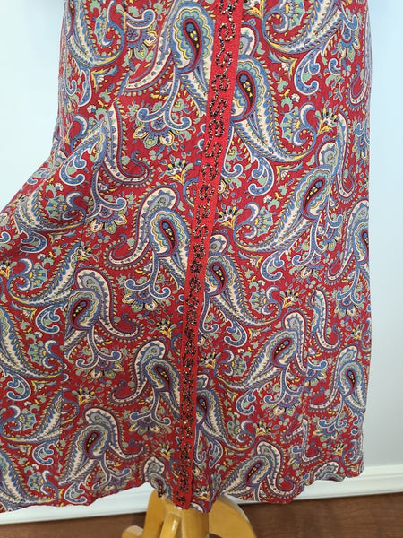 Red Paisley Dress with Beading <br> (B-41" W-34" H-41")