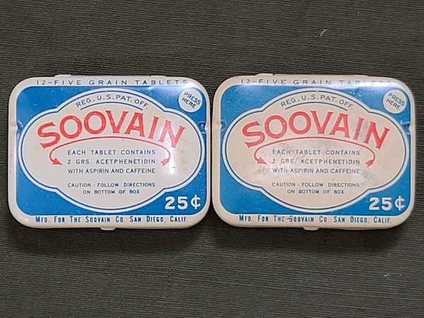 Soovain Painkiller Aspirin Caffeine Pill Tin NOS