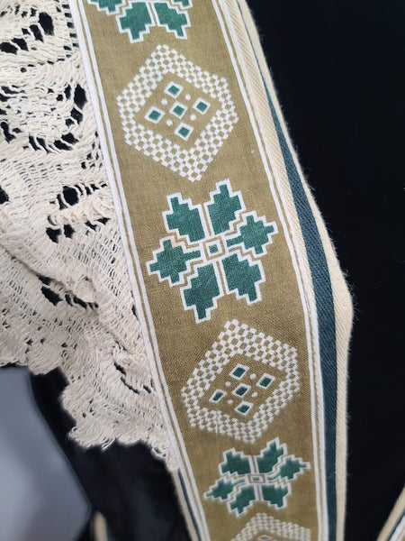 German Black Velvet Dress with Apron <br> (B-34" W-27" H-35")