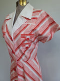 German Red and White Striped Dress <br> (B-34" W-26" H-37")