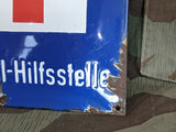 Period DRK Unfall-Hilfsstelle First Aid Station Enamel Sign