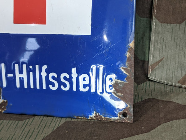 Period DRK Unfall-Hilfsstelle First Aid Station Enamel Sign