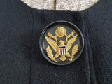 Black Rayon Dress with Army Eagle Button <br> (B-33" W-24" H-33")