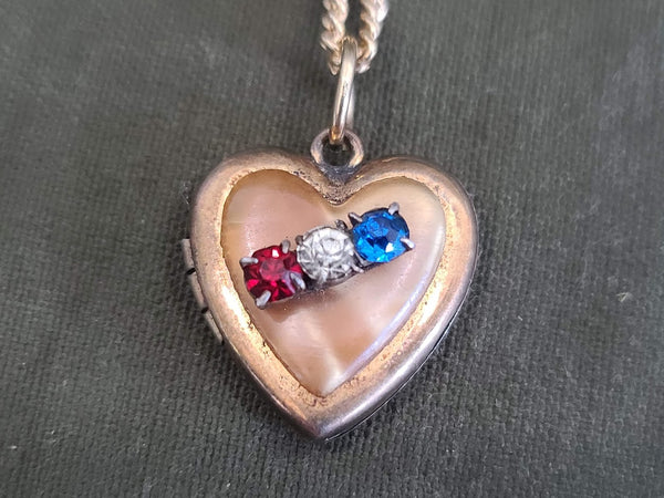 Red, White and Blue Heart Locket Engraved