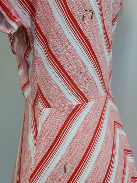 German Red and White Striped Dress <br> (B-34" W-26" H-37")