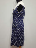 Blue Polka Dot Sleeveless Dress <br> (B-38" W-30" H-40")