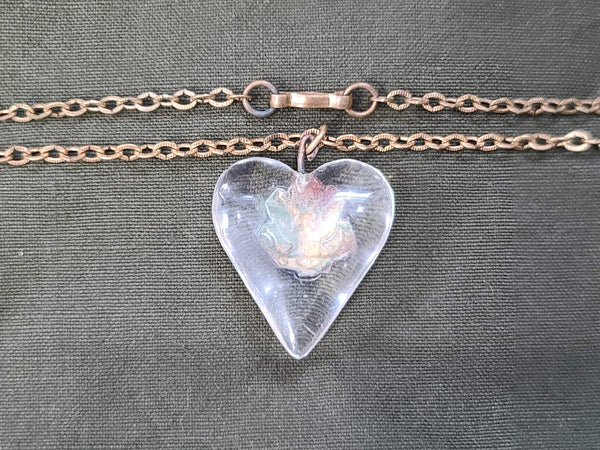Clear Heart Necklace with Army Eagle