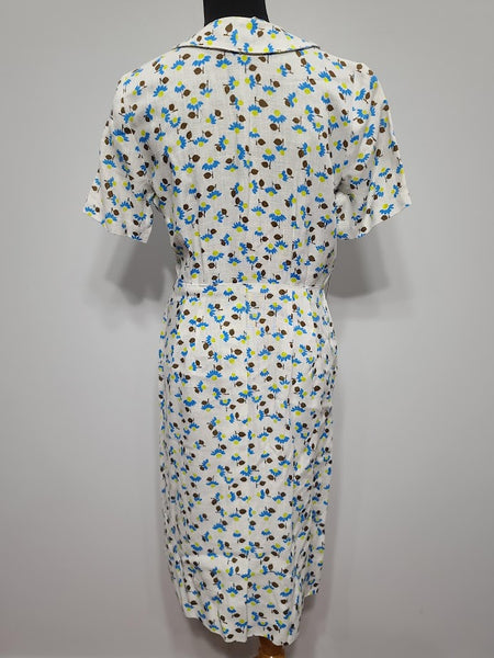 White Dress with Flower Print <br> (B-41" W-32" H-43")