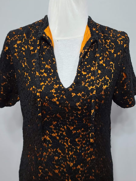 German Black and Orange Lace Dress <br> (B-37" W-35" H-37")