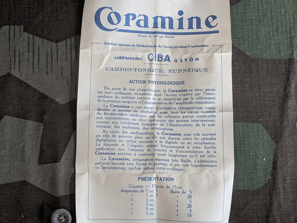 French Coramine Medicine Bottle in Box (Overdose Treatment)