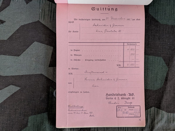 Seiden-Großhandlung Receipt Book 1937