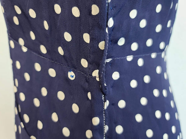 Dark Blue Polka Dot Dress <br> (B-35" W-27.5" H-35.5")