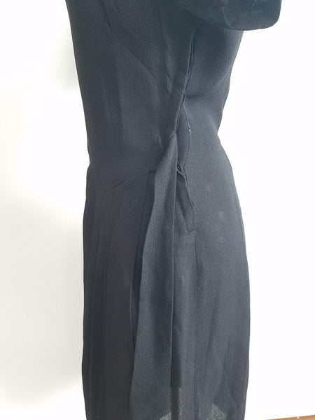 Black Rayon Dress with Army Eagle Button <br> (B-33" W-24" H-33")