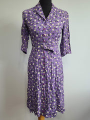 Purple Flower Print Dress <br> (B-35" W-26" H-33")