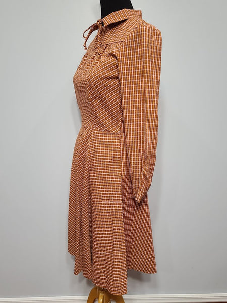 Orange Plaid Dress <br> (B-35" H-27.5" H-38")
