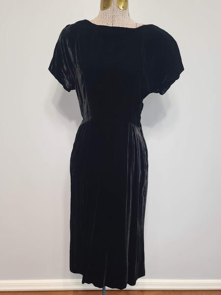 German Black Velvet Dress with Apron <br> (B-34" W-27" H-35")