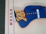 1941 Wooden Marine Brooch on Card