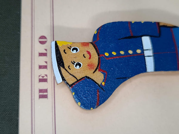1941 Wooden Marine Brooch on Card