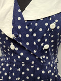 Blue Polka Dot Sleeveless Dress <br> (B-38" W-30" H-40")