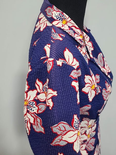 Flower Print Seersucker Wrap Dress <br> (26"-32" Waist)
