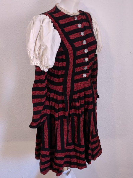 Red and Black Striped Dirndl <br> (B-37" W-27" H-42")