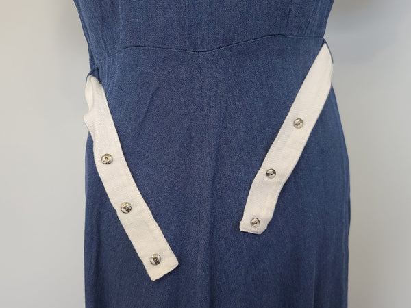 Blue German Dirndl Dress 3 Piece Outfit <br> (B-37" W-28" H-39")