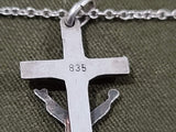 835 Silver Crucifix with Crossed Rifles