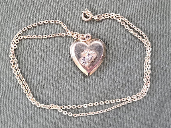 Marine Corps Heart Shaped Locket Necklace
