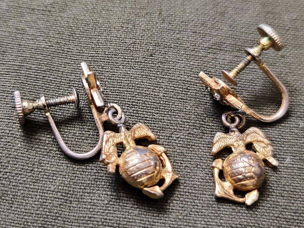 Marine Corps Star Rhinestone Screw-Back Earrings
