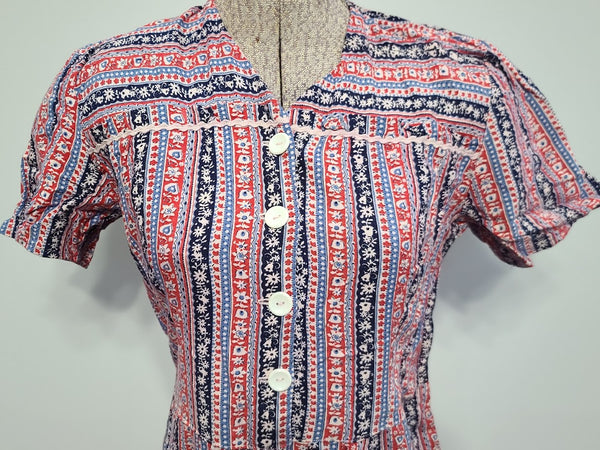 German Stripe Print Dress <br> (B-34.5" W-28" H-37")