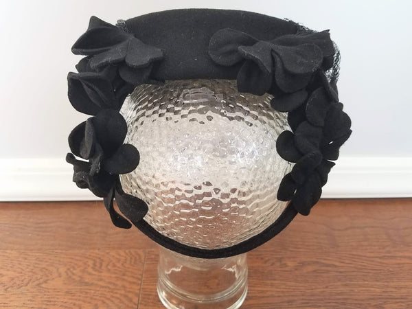 Black Flower Tilt Hat