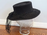 Black Wool Felt Tilt Hat with Netting